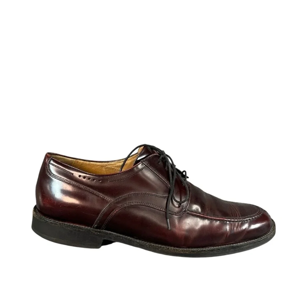 Johnston & Murphy Signature Series Mens Burgundy Leather Split Toe Oxfords 10.5